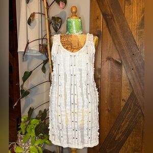 White Textured Tunic with chain designs